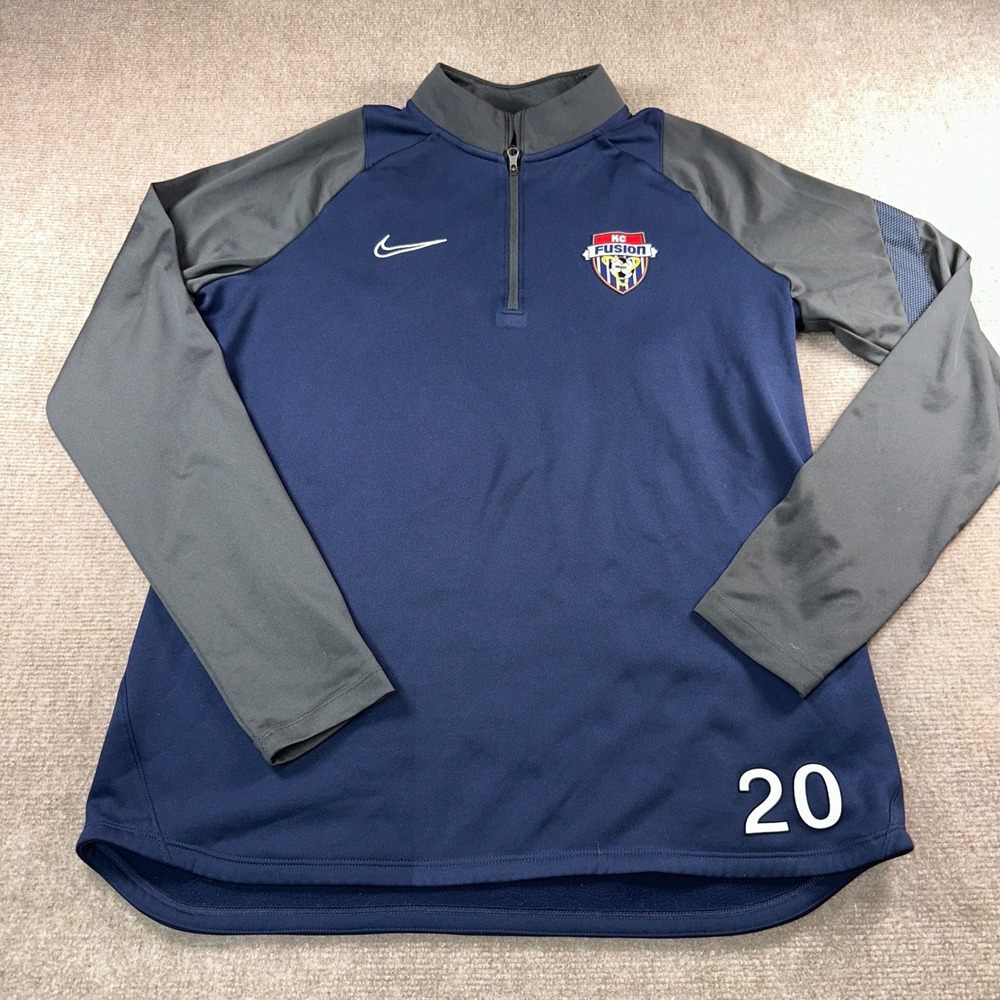 Nike Dri-FIT KC Fusion Soccer Quarter Zip Pullover Navy Grey Mens Large No 20